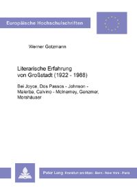 Book Cover for Literarische Erfahrung Von Großstadt (1922 - 1988) by Renate Ulmer