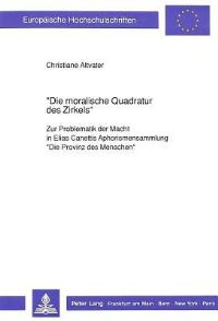 Book Cover for «Die Moralische Quadratur Des Zirkels>> by Christiane Altvater