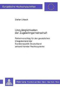 Book Cover for Unzulanglichkeiten Der Zugewinngemeinschaft by Stefan Urbach