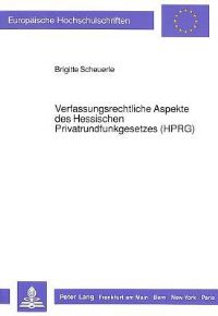 Book Cover for Verfassungsrechtliche Aspekte Des Hessischen Privatrundfunkgesetzes (HPRG) by Brigitte Scheuerle