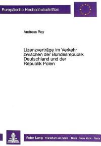 Book Cover for Lizenzvertrage Im Verkehr Zwischen Der Bundesrepublik Deutschland Und Der Republik Polen by Andreas Roy