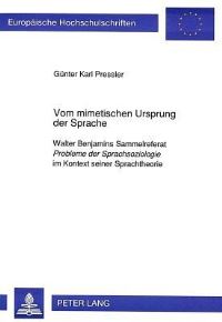 Book Cover for Vom Mimetischen Ursprung Der Sprache by Günter Karl Pressler