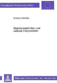 Book Cover for Wahrheitsdefinition Und Radikale Interpretation by Andreas Edmüller