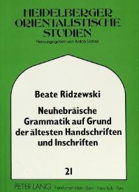Book Cover for Neuhebraische Grammatik Auf Grund Altester Handschriften Und Inschriften by Beate Ridzweski