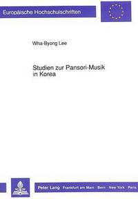 Book Cover for Studien Zur Pansori-Musik in Korea by WhaByong Lee