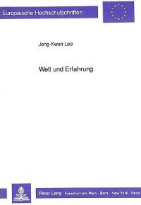 Book Cover for Welt Und Erfahrung by JongKwan Lee