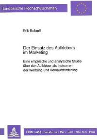Book Cover for Der Einsatz Des Aufklebers Im Marketing by Erik Ballauff