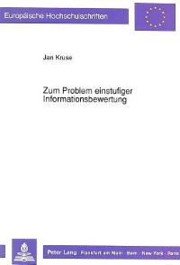 Book Cover for Zum Problem Einstufiger Informationsbewertung by Jan Kruse