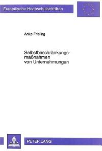 Book Cover for Selbstbeschrankungsmaßnahmen Von Unternehmungen by Anke Frieling