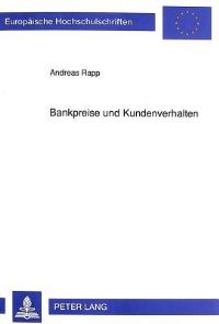 Book Cover for Bankpreise Und Kundenverhalten by Andreas Rapp