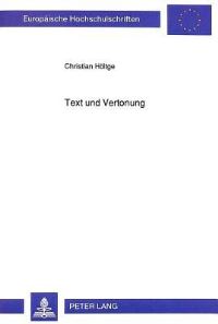 Book Cover for Text Und Vertonung by Christian Höltge