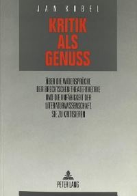 Book Cover for Kritik Als Genuß by Jan Kobel