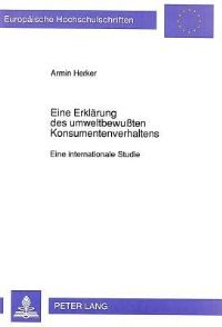 Book Cover for Eine Erklarung Des Umweltbewußten Konsumentenverhaltens by Armin Herker