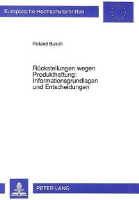 Book Cover for Ruckstellungen Wegen Produkthaftung by Roland Busch