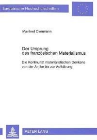 Book Cover for Der Ursprung Des Franzosischen Materialismus by Manfred Overmann