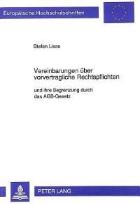 Book Cover for Vereinbarungen Uber Vorvertragliche Rechtspflichten by Stefan Liese