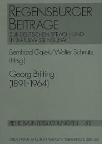 Book Cover for Georg Britting (1891-1964) by Walter Schmitz, Bernhard Gajek