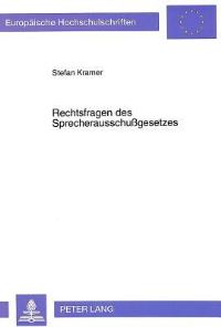 Book Cover for Rechtsfragen Des Sprecherausschußgesetzes by Stefan Kramer