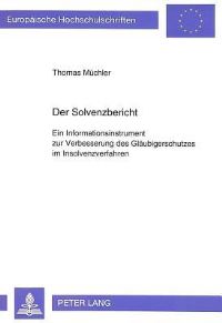 Book Cover for Der Solvenzbericht by Thomas Müchler
