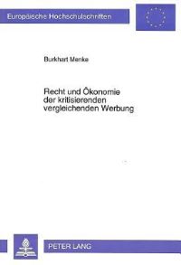 Book Cover for Recht Und Okonomie Der Kritisierenden Vergleichenden Werbung by Burkhart Menke