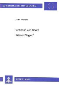 Book Cover for Ferdinand Von Saars «Wiener Elegien>> by Martin Wenske