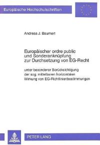 Book Cover for Europaischer Ordre Public Und Sonderanknupfung Zur Durchsetzung Von EG-Recht by Andreas J Baumert