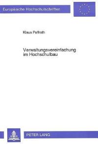 Book Cover for Verwaltungsvereinfachung Im Hochschulbau by Klaus Paffrath