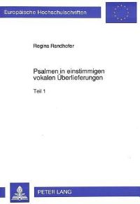 Book Cover for Psalmen in Einstimmigen Vokalen Uberlieferungen by Regina Randhofer