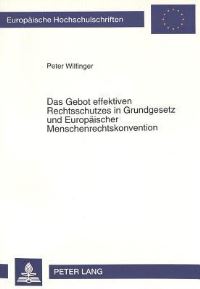 Book Cover for Das Gebot Effektiven Rechtsschutzes in Grundgesetz Und Europaischer Menschenrechtskonvention by Peter Wilfinger