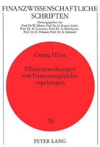 Book Cover for Effizienzwirkungen Von Finanzausgleichsregelungen by Georg Hirte