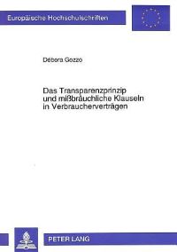 Book Cover for Das Transparenzprinzip Und Mißbrauchliche Klauseln in Verbrauchervertragen by Débora Gozzo