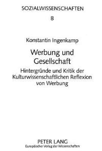 Book Cover for Werbung Und Gesellschaft by Konstantin Ingenkamp
