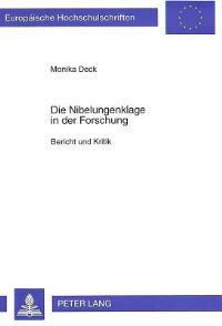 Book Cover for Die Nibelungenklage in Der Forschung by Monika Deck