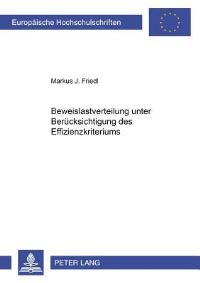 Book Cover for Beweislastverteilung Unter Berucksichtigung Des Effizienzkriteriums by Markus J Friedl