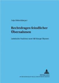 Book Cover for Rechtsfragen Feindlicher Ubernahmen by Anja Birkenkämper