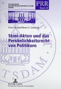 Book Cover for Stasi-Akten Und Das Personlichkeitsrecht Von Politikern by Dieter C Umbach, Ernst Benda