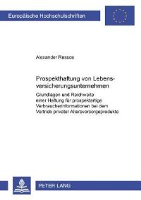 Book Cover for Prospekthaftung Von Lebensversicherungsunternehmen by Alexander Ressos