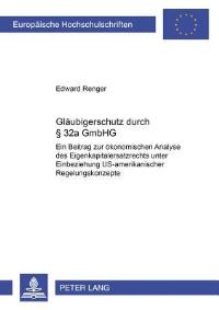 Book Cover for Glaubigerschutz Durch § 32A GmbHG by Edward Renger