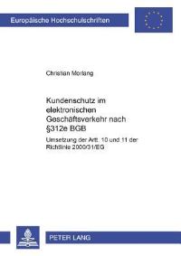 Book Cover for Kundenschutz Im Elektronischen Geschaftsverkehr Nach § 312E BGB by Christian Morlang