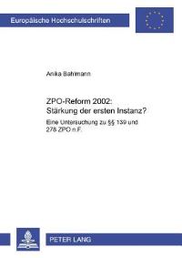 Book Cover for ZPO-Reform 2002: Starkung Der Ersten Instanz? by Anika Bahlmann
