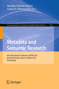 Book Cover for Metadata and Semantic Research by Salvador SanchezAlonso, Ioannis N Athanasiadis