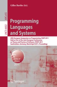 Book Cover for Programming Languages and Systems by European Symposium on Programming, Gilles Barthe, ETAPS Conference