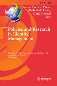 Book Cover for Policies and Research in Identity Management by IDMAN Conference, IFIP WG 116