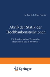 Book Cover for Abri Der Statik Der Hochbaukonstruktionen by Max Foerster