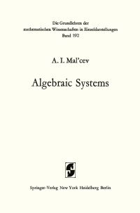 Book Cover for Algebraic Systems by Anatolij Ivanovic Malcev