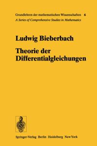 Book Cover for Theorie Der Differentialgleichungen by Ludwig Bieberbach