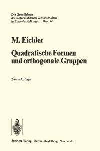 Book Cover for Quadratische Formen Und Orthogonale Gruppen by Martin Eichler