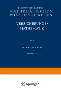Book Cover for Versicherungsmathematik by Walter Saxer