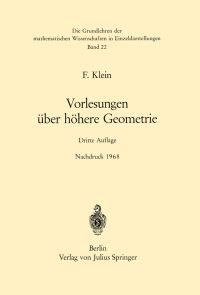 Book Cover for Vorlesungen Über Höhere Geometrie by Felix Klein