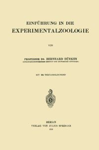 Book Cover for Einführung in Die Experimentalzoologie by Bernhard Dürken